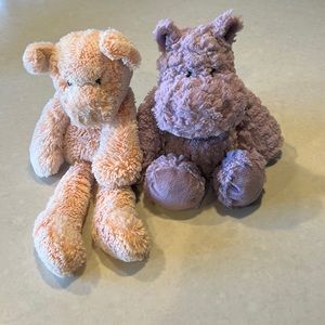 Nat & Jules stuffies- Lucia Hippo and Patsie Pig